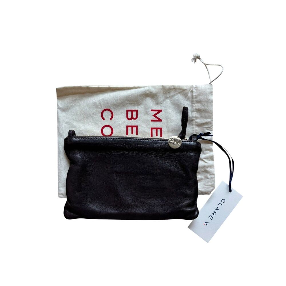 Clare V Wallet Clutch w Tabs Brown Leather Crossbody
